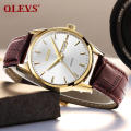 Relojes de pulsera para hombre OLEVS, reloj de cuarzo analógico de lujo simple, calendario, día y fecha, regalo, impermeable, luminoso, reloj de cuarzo para hombre